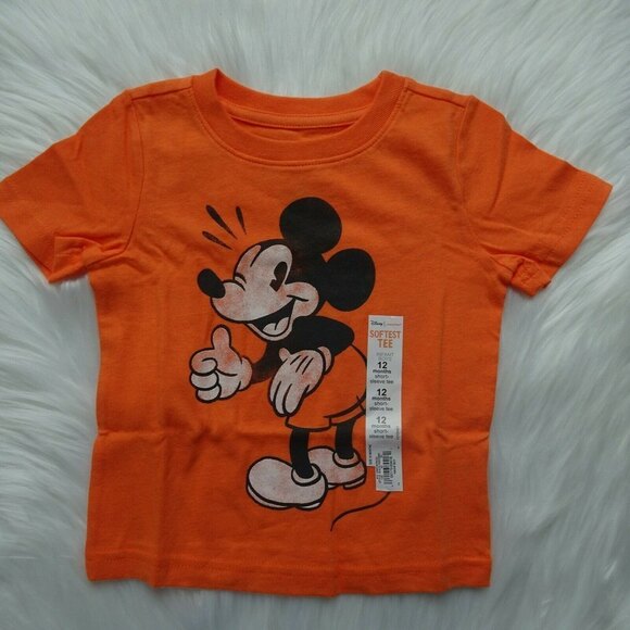 Lot of 2 Disney Mickey Mouse Tees Graphic T-Shirts Red Orange Baby Toddler 12 Mo - Picture 7 of 10